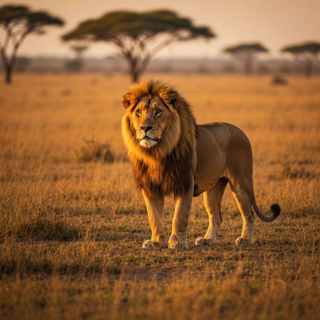 Majestic lion in the African savanna